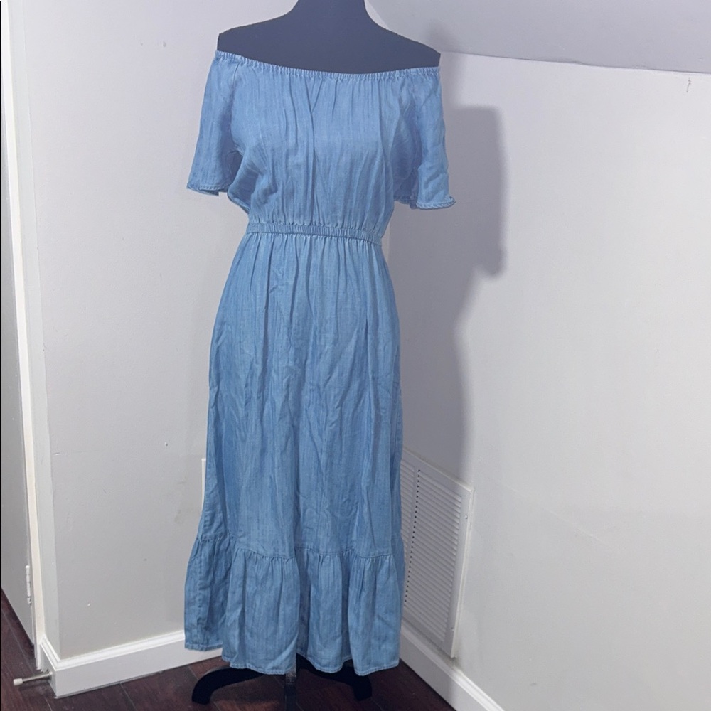 Style & Co. Light Blue Off-Shoulder Midi Dress